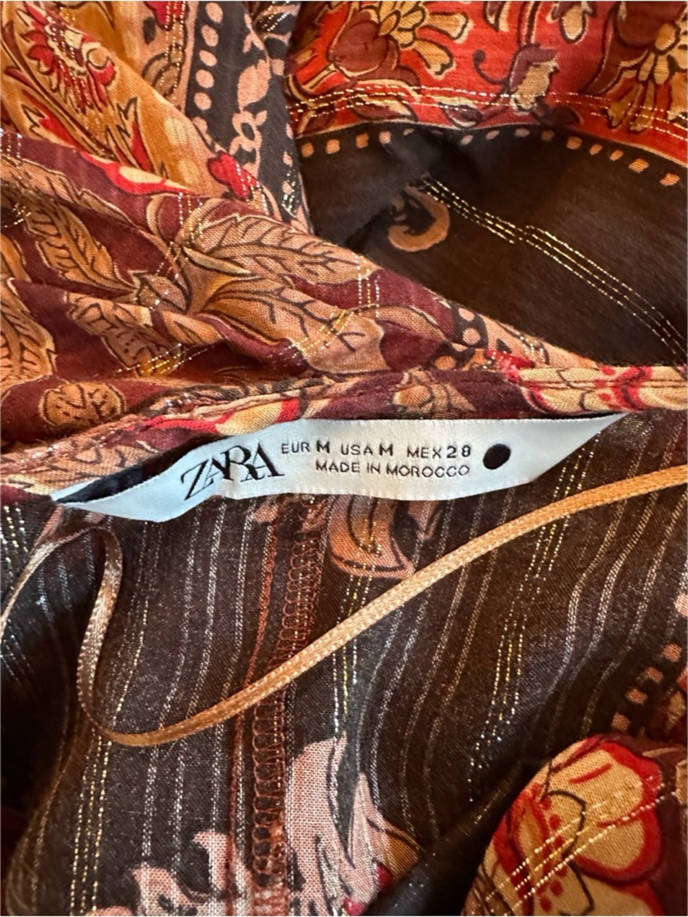 Zara Boho Floral & Striped Maxi Kaftan Long Dress, M - Picture 12 of 15
